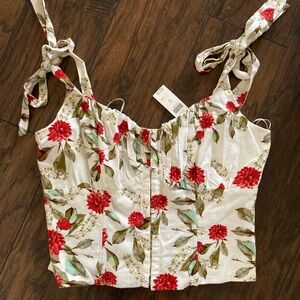 Anthropologie Eri + Ali Wildflower Floral Tie Strap Corset Top medium